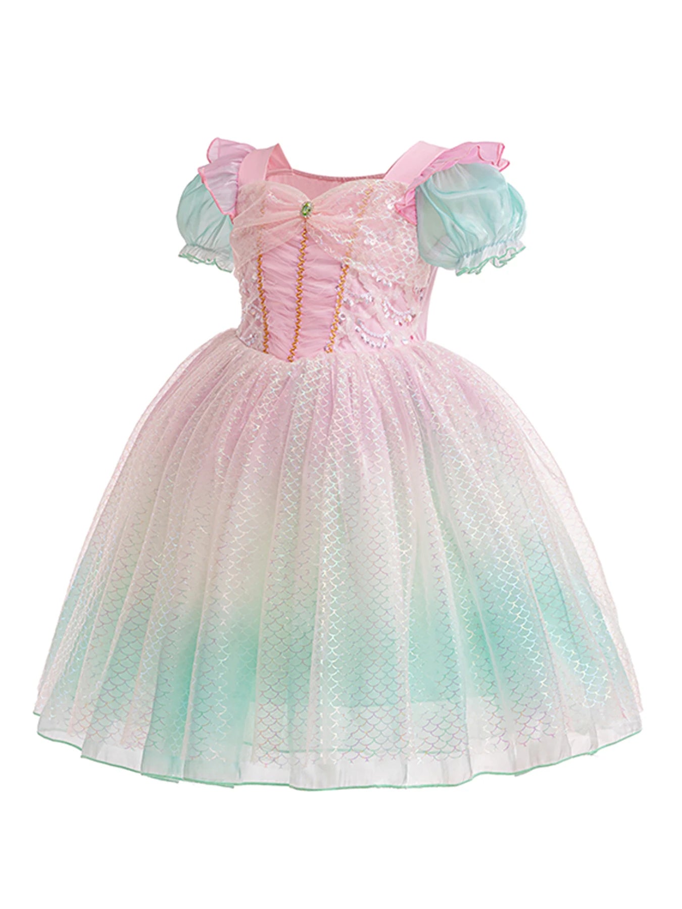 Kids Fall Dresses For Party Outfit Girl Princess Dress Costume Christmas Halloween Fancy Party Dress Sequined Splicing Mesh