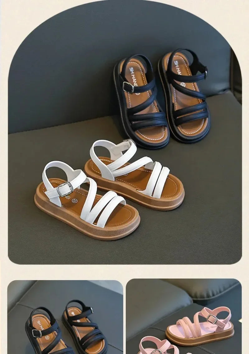 1-10Y Baby Girls Sandals Summer Children's New Cool Fashion Princess Cute Versatile Shoes for Students Flat Sandal Casual Shoe  (Available)