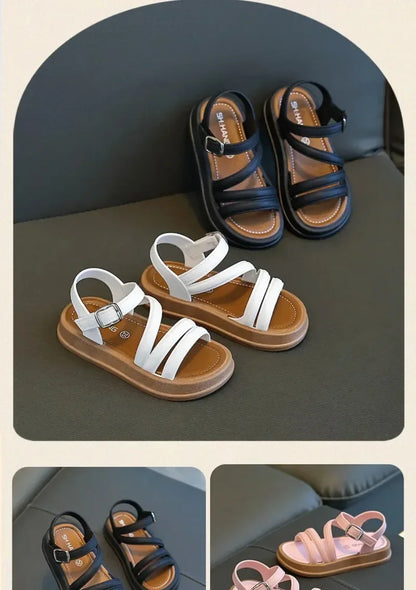1-10Y Baby Girls Sandals Summer Children's New Cool Fashion Princess Cute Versatile Shoes for Students Flat Sandal Casual Shoe  (Available)