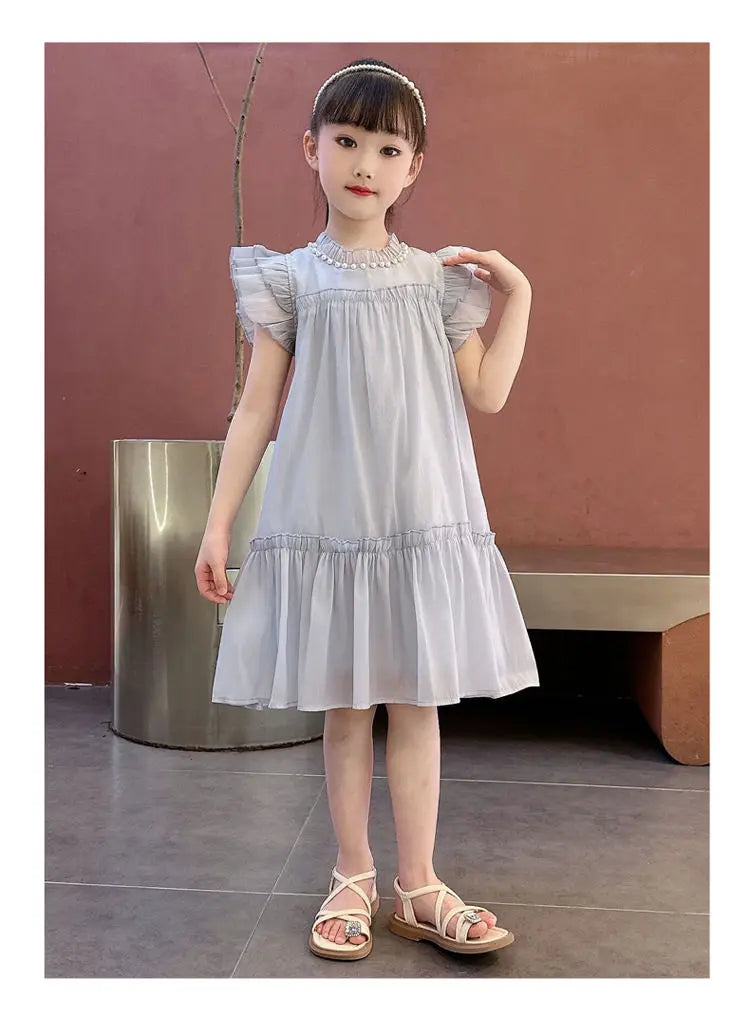 Girls Summer Dresses Solid Color Dress for Girl Sleeveless Children Dresses Casual Style Costumes for Girls 4 6 8 10 11 12 Years