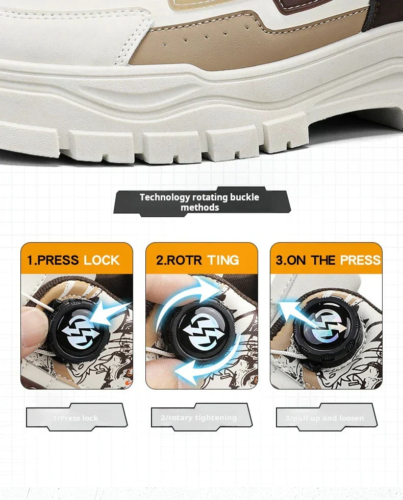Men's Casual Outdoor Boots Fall Breathable Trendy Versatile Leisure Knob Board Shoes Anti-slip Riding Fashion Sneakers  (Available)