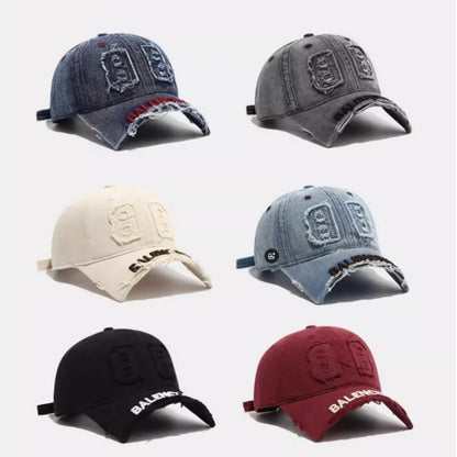 fashion denim baseball cap women men hats vintage distressed letters embroidered cotton soft top casual hats unisex