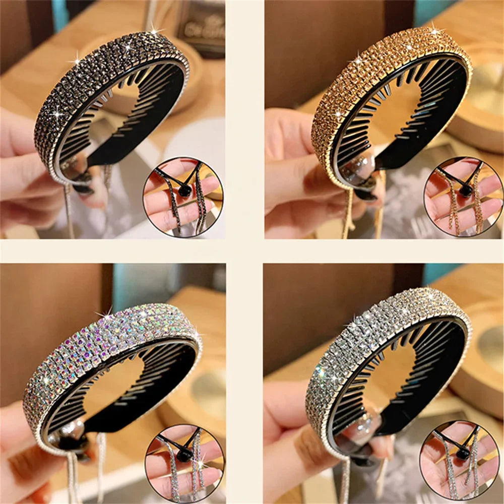 New Fashion Women Luxury Rhinestone  Hair Accessories Tassel Ponytail Hair Claws Lady Sweet Bun Hair Clips Headwear
