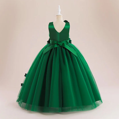 Elegant Flower Party Girls Dresses Christmas Costume Summer Wedding Bridesmaid Princess Prom Dress Birthday Flower Kids Clothing