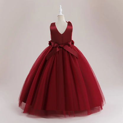 Elegant Flower Party Girls Dresses Christmas Costume Summer Wedding Bridesmaid Princess Prom Dress Birthday Flower Kids Clothing