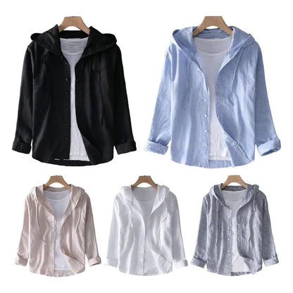 Men Summer Shirt Sun Anti UV Long Sleeve Hooded Drawstring Single breasted Soft Loose Breathable Cardigan Coat Top (Available)