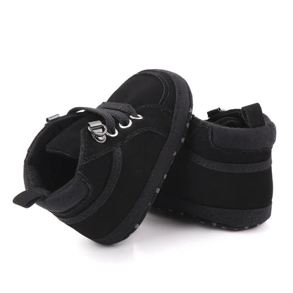 Brand Newborn Baby Boy Shoes Soft Sole Crib Shoes Warm Boots Anti-slip Sneaker Solid PU First Walkers for 1 Year Old 0-18 Months