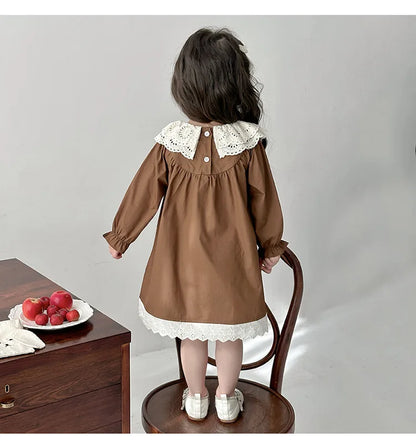 Girls' Dress Spring and Autumn 2025 New Children's Foreign Spring Dress Long Sleeve Skirt Spring Girl Princess Dress