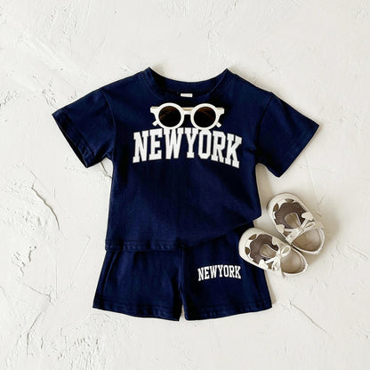 Summer Hot Baby Boys Clothes Pure Cotton Short Sleeved+Shorts Set Letter Printed T-shirt Sports Set Baby Girl Newborn 2PCS