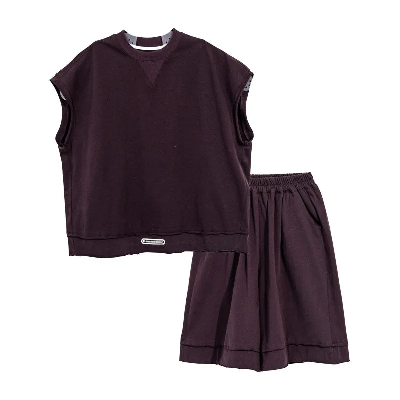 Boys' Summer Outfit Set 2025 New Style Children's Summer Short Sleeved Sportswear Vest Fashionable Boys' Thin Design