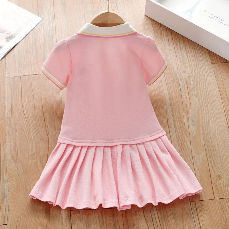 Party Dress Children's Clothing 2025 Baby Girls Pink Dresses Cartoon Rainbow Summer Holiday Dresses Kids Clothes
