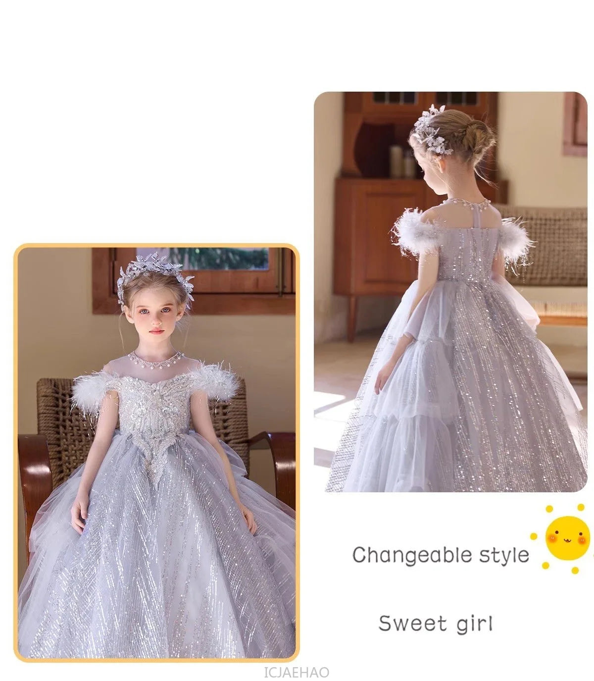 Party Dress Girls Evening Princess Dresses Vestido Piano Recital Performance Outfit Gown Children Costume Birthday Pageant Host