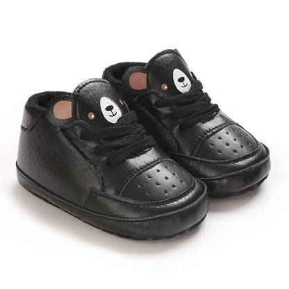 NEW Baby Shoes Newborn Boys Sneaker Girls Cartoon First Walkers Kids Toddlers Lace Up PU Leather Soft Soles Sneakers 0-18 Months