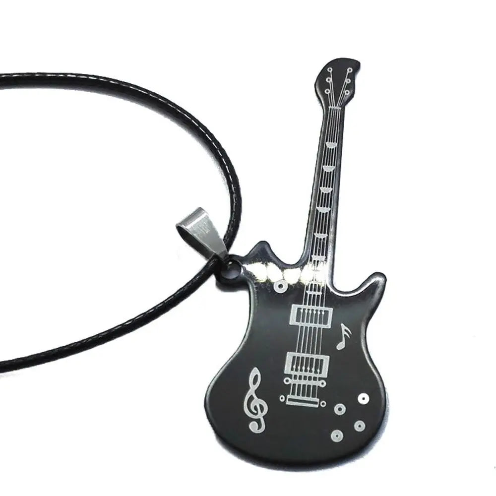 Stylish Gift For Men Pendant Guitar Leather Sweater chain Clavicle Chain Jewelry Fashion Accessories Necklaces