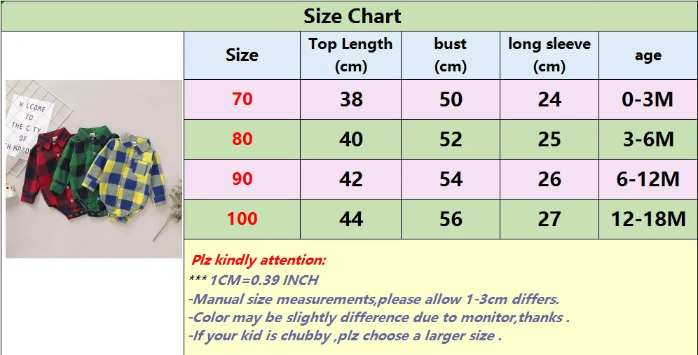 Newborn Baby Boy Bodysuit Plaid Print Long Sleeve Turn Down Collar Gentleman Shirt Jumpsuit Spring&Autumn Romper for 0-18Months