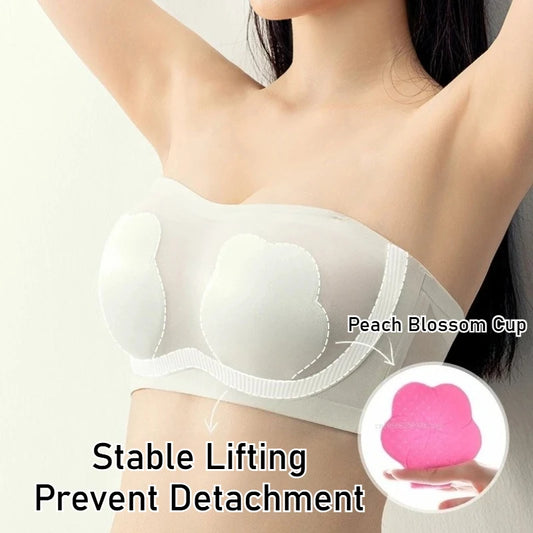 Sexy Strapless Tube Top Flower Cup Design Invisible Bras Non-marking Smooth Women Underwear Non Slip Push Up Bralette BCD Cup