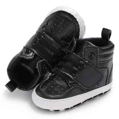 Newborn Baby Fashion Sneakers Shoes Boys Girls Solid Lace Up High Shoes Toddlers Breathable Non Slip First Walkers 0-18 Months