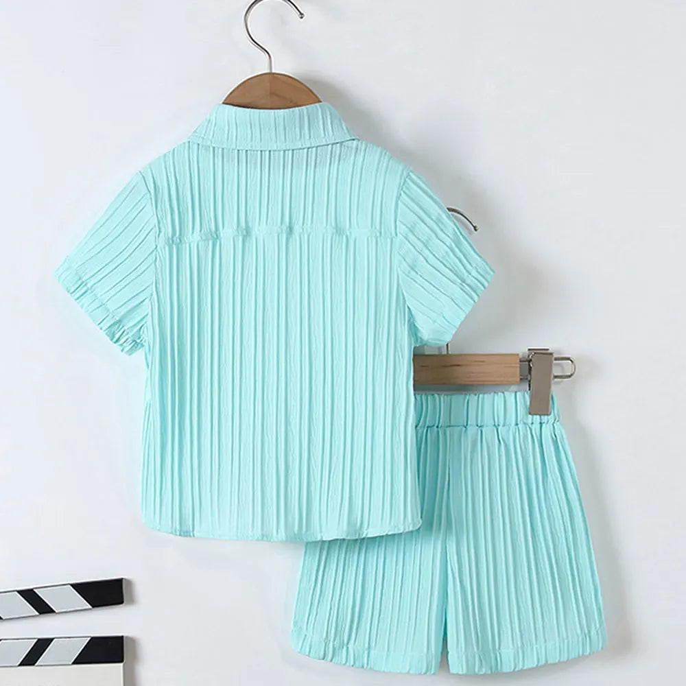 Summer Boy Casual Shorts Shorts Light Blue Handsome Gentleman Thin Fashionable Dress Suit Birthday Party Outing Out For Clothing