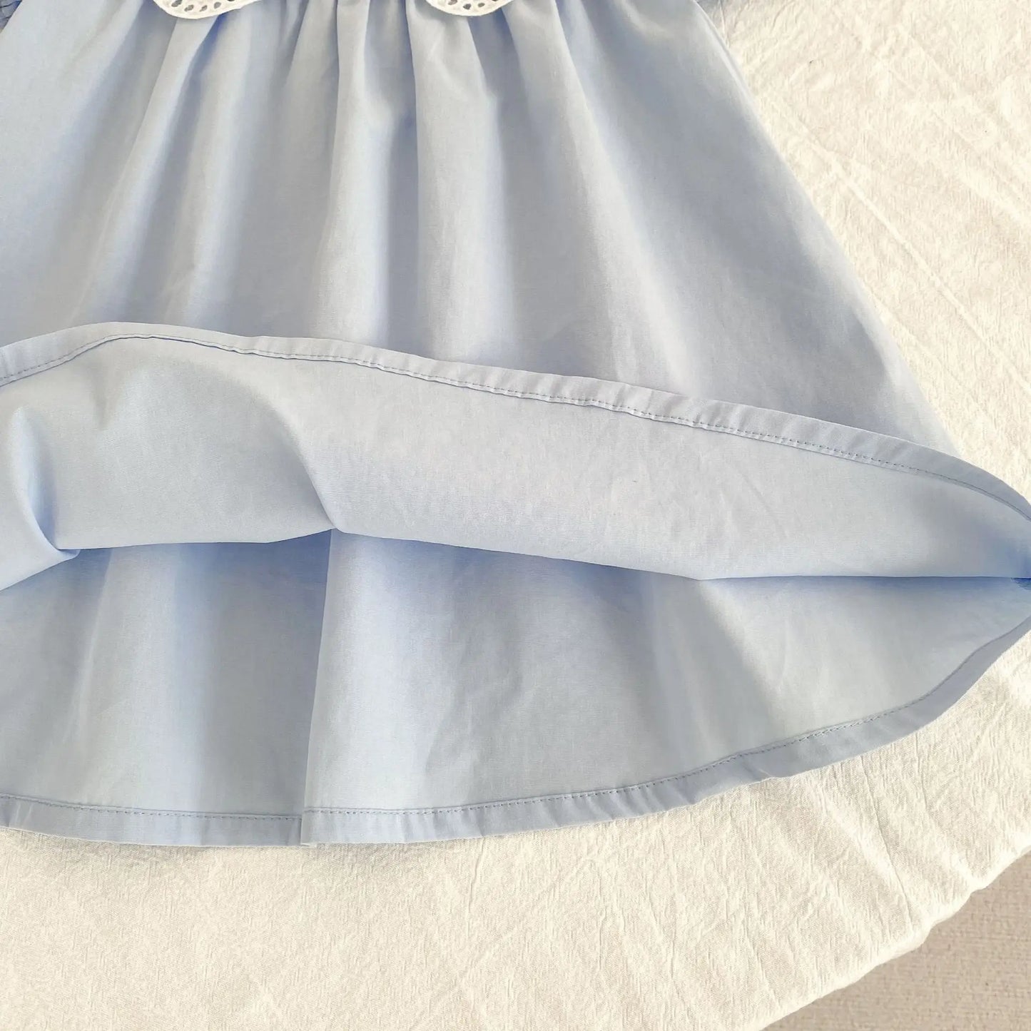 Baby Girls Dress Kids Summer Cute Flowers Dress 1-6 Yrs Children Fashion Doll Collar Princess Dress Blue Cotton Girl's Dresses