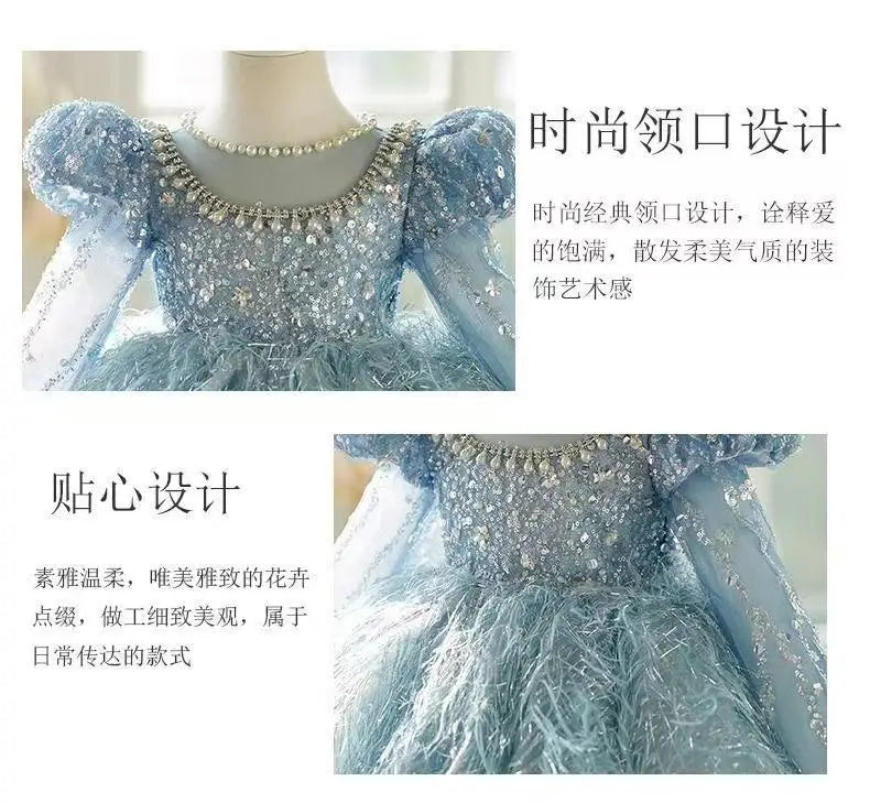 Girl's Dress Light Luxury High end Children's Princess Dress Little Girl Birthday Host Piano Performance Dress