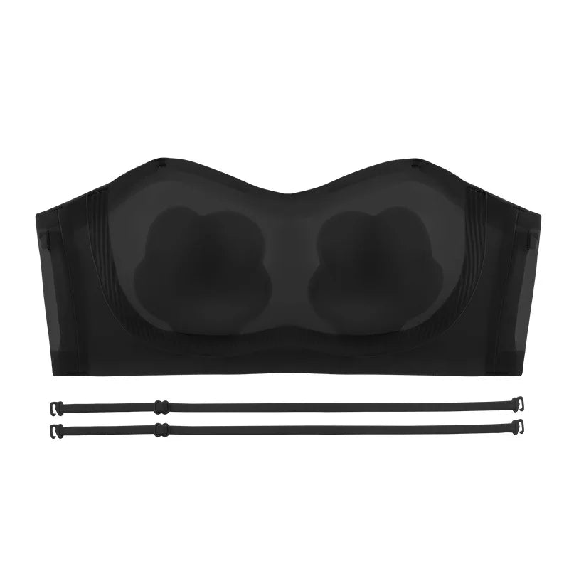 Sexy Strapless Tube Top Flower Cup Design Invisible Bras Non-marking Smooth Women Underwear Non Slip Push Up Bralette BCD Cup