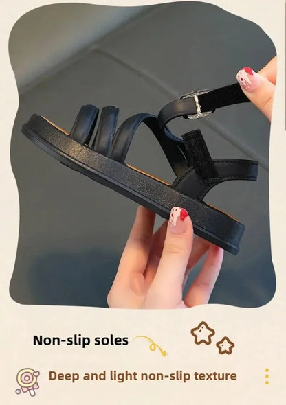 1-10Y Baby Girls Sandals Summer Children's New Cool Fashion Princess Cute Versatile Shoes for Students Flat Sandal Casual Shoe  (Available)