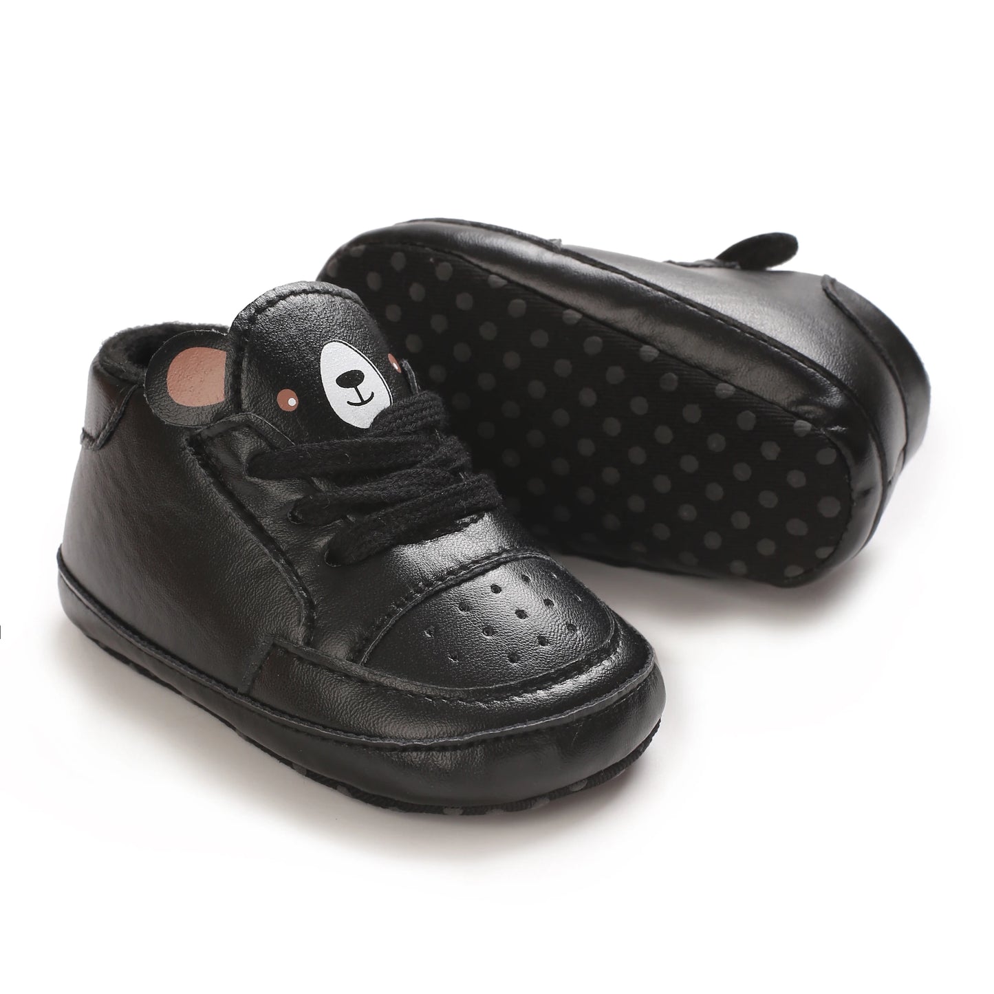 NEW Baby Shoes Newborn Boys Sneaker Girls Cartoon First Walkers Kids Toddlers Lace Up PU Leather Soft Soles Sneakers 0-18 Months