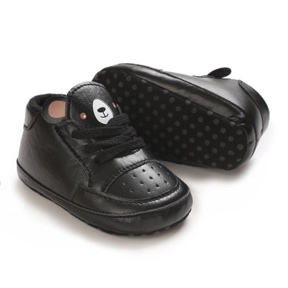 NEW Baby Shoes Newborn Boys Sneaker Girls Cartoon First Walkers Kids Toddlers Lace Up PU Leather Soft Soles Sneakers 0-18 Months
