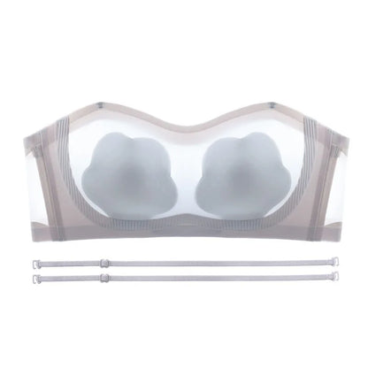 Sexy Strapless Tube Top Flower Cup Design Invisible Bras Non-marking Smooth Women Underwear Non Slip Push Up Bralette BCD Cup