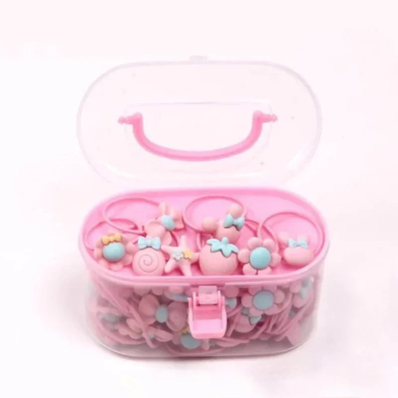 Newborn Baby Girl Hair Accessories Set - 40pcs Hair Clips, Rings, and Jewelry Box Gift for Stylish Little Princesses