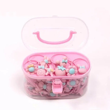 Newborn Baby Girl Hair Accessories Set - 40pcs Hair Clips, Rings, and Jewelry Box Gift for Stylish Little Princesses