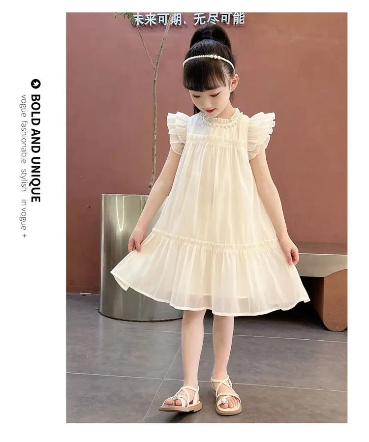 Girls Summer Dresses Solid Color Dress for Girl Sleeveless Children Dresses Casual Style Costumes for Girls 4 6 8 10 11 12 Years