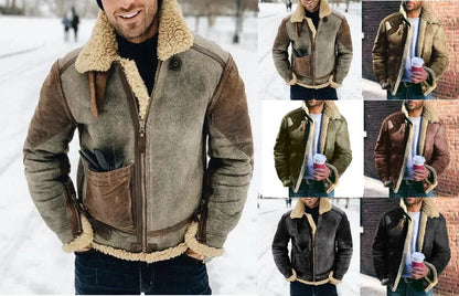 Winter Jacket for Mens 2024 Warm Jackets Motorcycle Stand Collar Zipper Pockets Male Winter New Coats Biker Faux Leather Fashion (Stock)