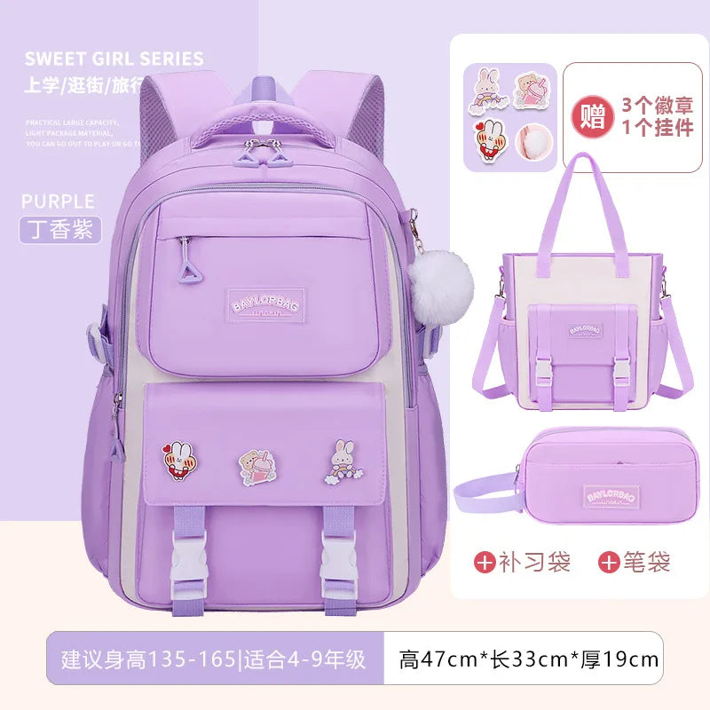 New Anti-splashing High-quality Middle High School Student Schoolbag Girls Large-capacity Burden-reducing Children's Backpack