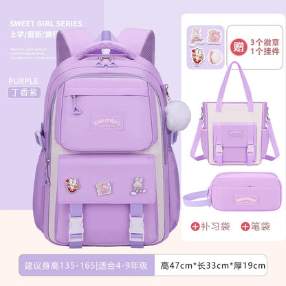 New Anti-splashing High-quality Middle High School Student Schoolbag Girls Large-capacity Burden-reducing Children's Backpack