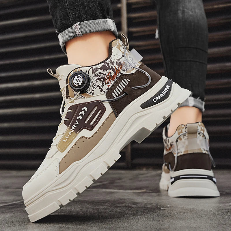 Men's Casual Outdoor Boots Fall Breathable Trendy Versatile Leisure Knob Board Shoes Anti-slip Riding Fashion Sneakers  (Available)