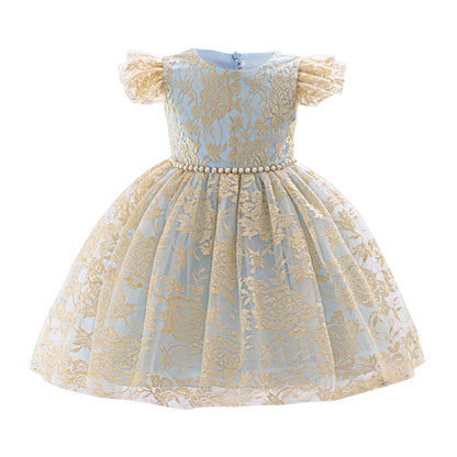 Party Dress for Girls Ruffles Embroidery Lace Vintage Elegant Dress Wedding Evening Gala Baby Clothes Vestidos Formal Gown Kids