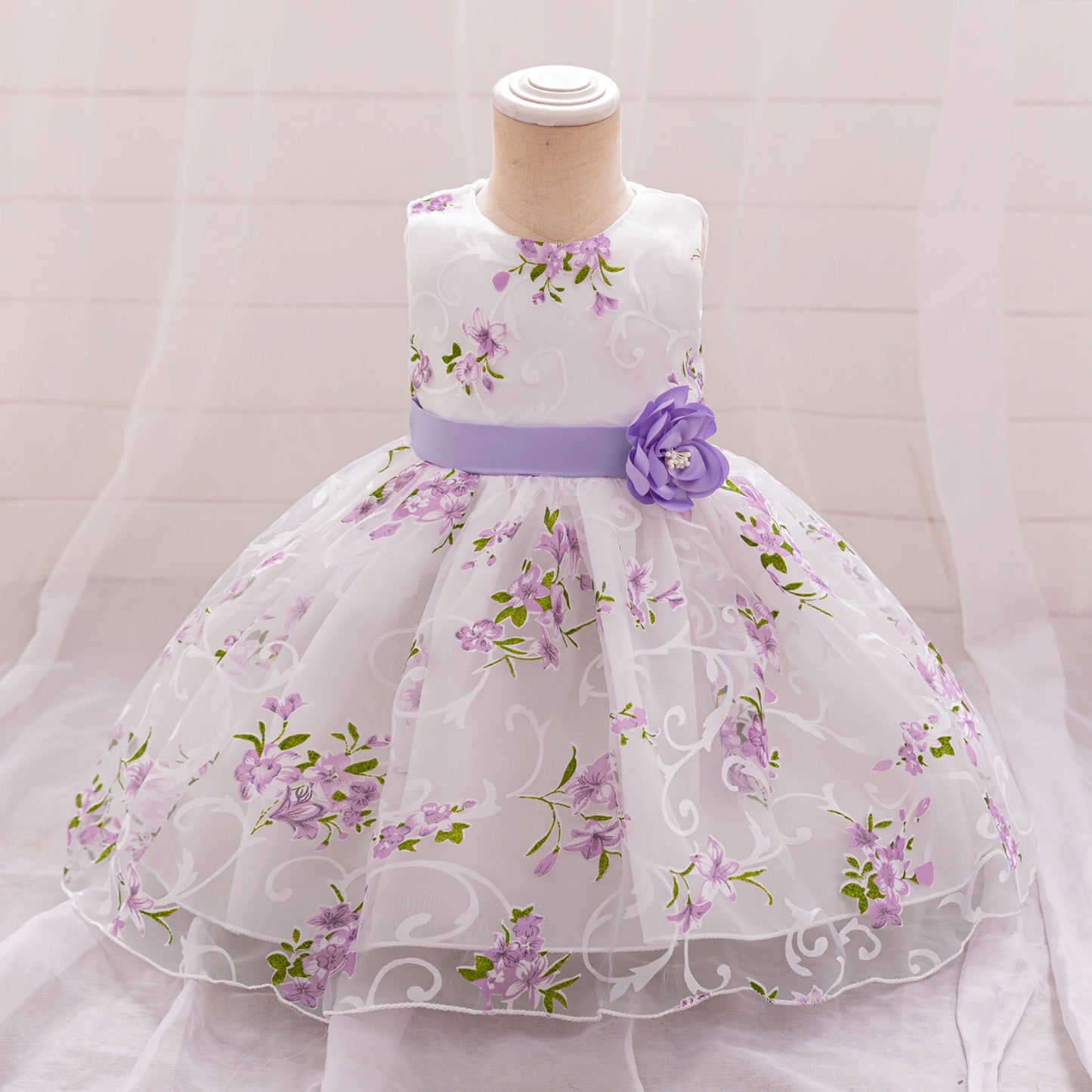 Kids Summer Dress For Girls Wedding Costume Floral Printing Birthday Princess Party Dresses 2-10 Years Children Girl Clothes