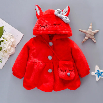 New Winter Coat Baby Girl Cold Protection Cute Hooded Coat With Free Bag For Kids (Available) (Copy)
