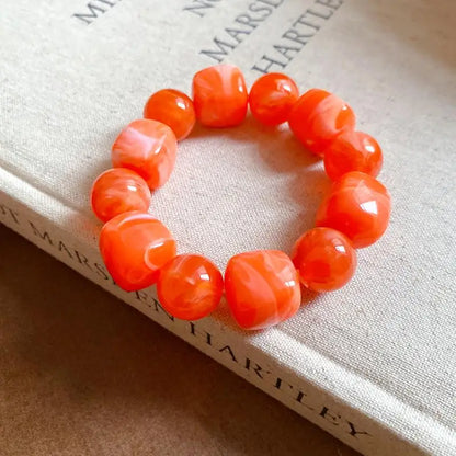 Women's Bracelet with Square and Round Acrylic Beads; Simple European and American Inspired Design, Korean Fashion Accessory