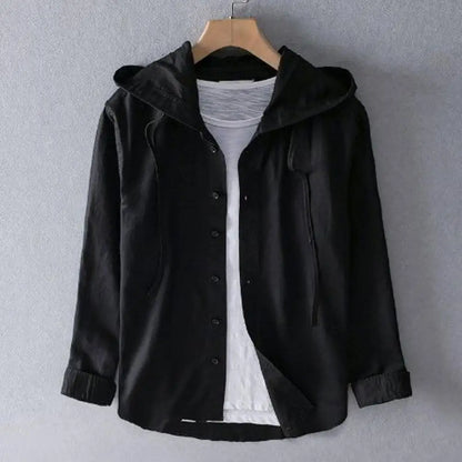 Men Summer Shirt Sun Anti UV Long Sleeve Hooded Drawstring Single breasted Soft Loose Breathable Cardigan Coat Top (Available)