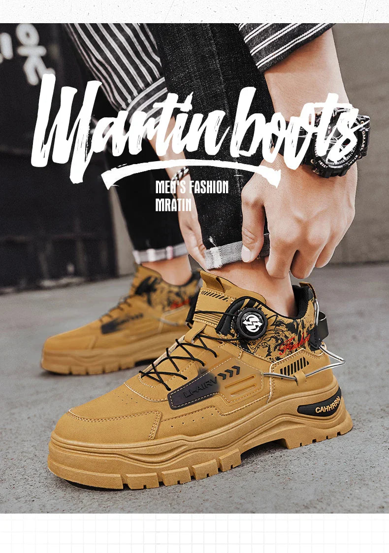 Men's Casual Outdoor Boots Fall Breathable Trendy Versatile Leisure Knob Board Shoes Anti-slip Riding Fashion Sneakers  (Available)