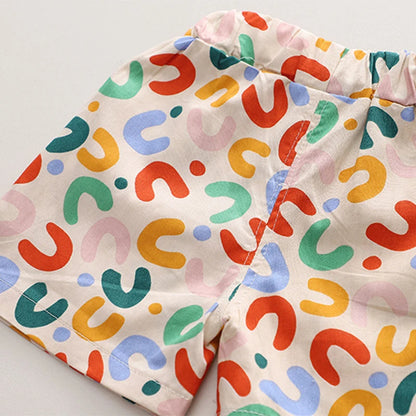 Summer Baby Boy Outfits Suit Fashion Print Kids Shirt Short Pant Sets Thin Cotton Toddler Tee Tops Children Clothes Tracksuits