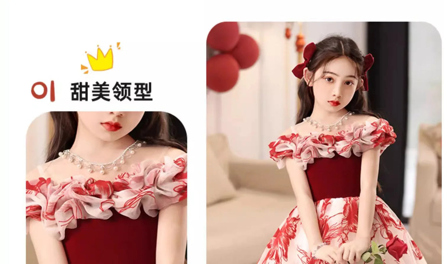 Girls' dress Princess dress Little girl Birthday party Flower Child Wedding Children's catwalk pompadour dress