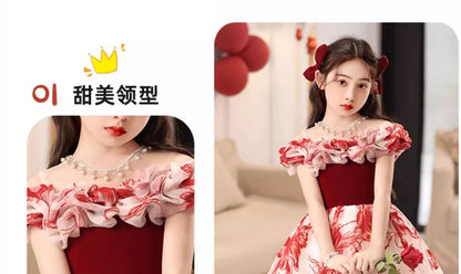 Girls' dress Princess dress Little girl Birthday party Flower Child Wedding Children's catwalk pompadour dress