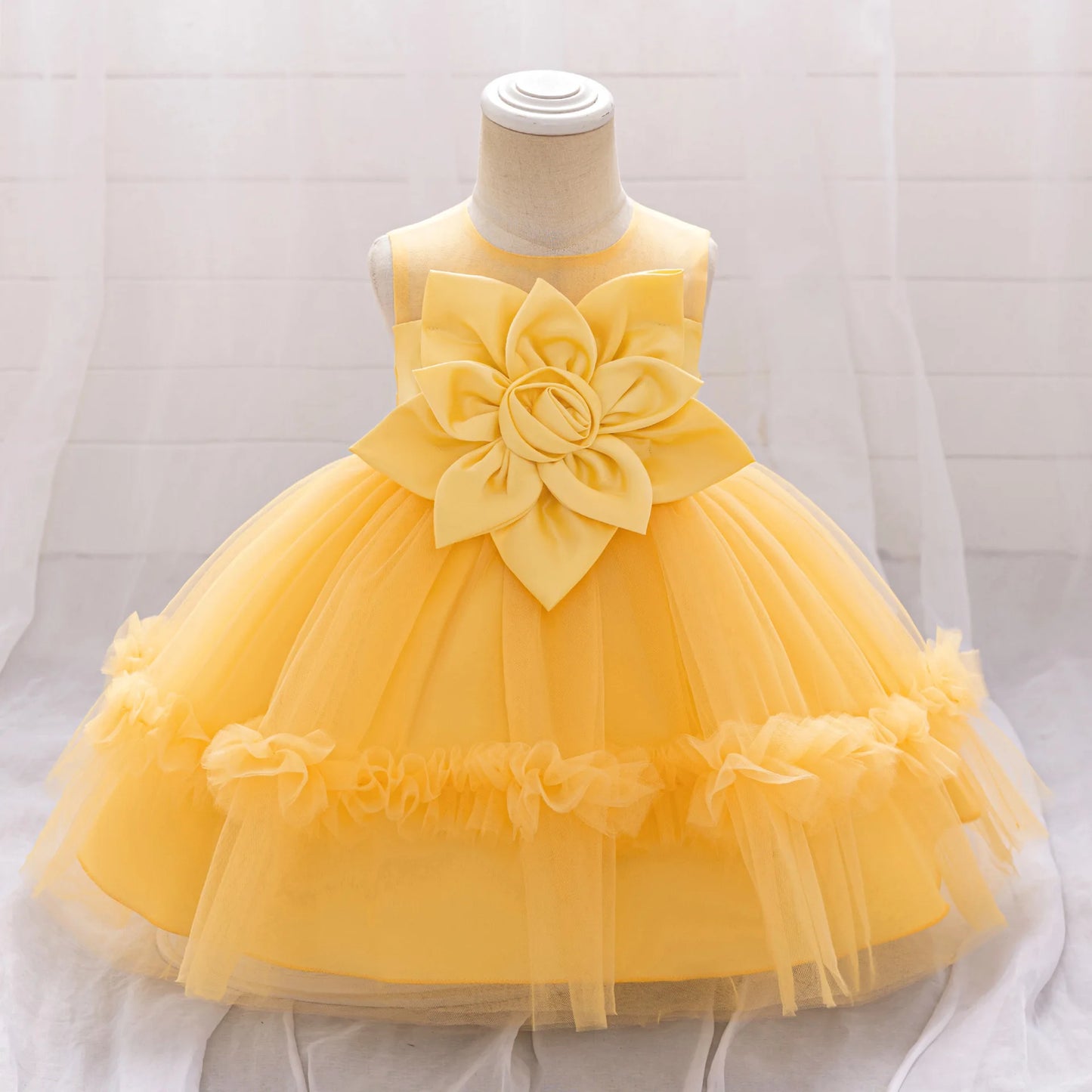 Baby Party Dress Girls Floral Tutu Princes Dresses Kids Flower Wedding Dress Toddler Birthday Baptism Prom Gown