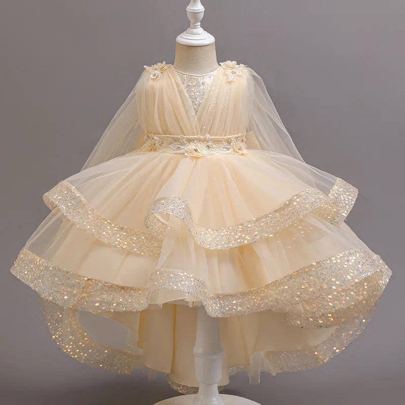 Tailing Dresses For Flower Girls Party Princess Purple Dress Kids Girl Dresses For Wedding Birthday Ceremony