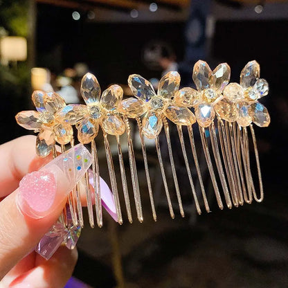 Elegant Girl's Gift Hair Accessories Arylic  Hair Comb Children Flower Hairpin Imitation Pearl Hair Claw Crystal Hair Clip