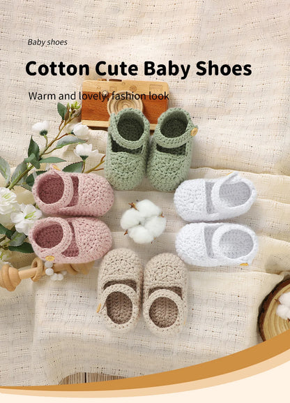 Newborn Baby Girl Shoes 0-1Y Fashion Pure Color Knit Infant Anti-Slip Soft Soled First Walkers Children Winter Walking Prewalker