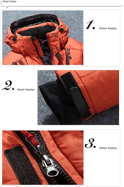 '-20 Degree Winter Down Coat Men White Duck Down Parkas Jacket Mens Thick Warm Snow Parka Jacket Overcoat Windbreaker Warm Parkas  (Available)